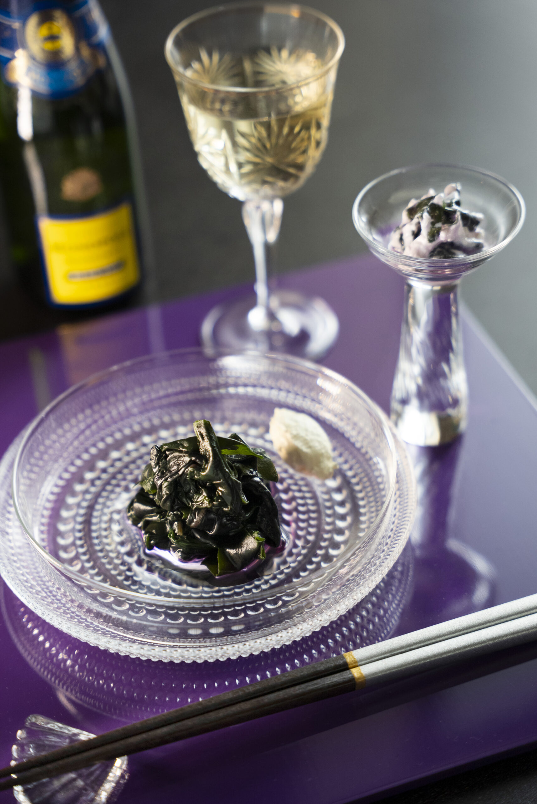 【先付】金時草のお浸し マスカルポーネの白和え風